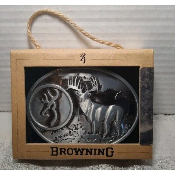 Belt Buckle Club Zinc Alloy Browning Deer Design Flat Pewter‎ Finish Jeans Gift - Picture 1 of 6